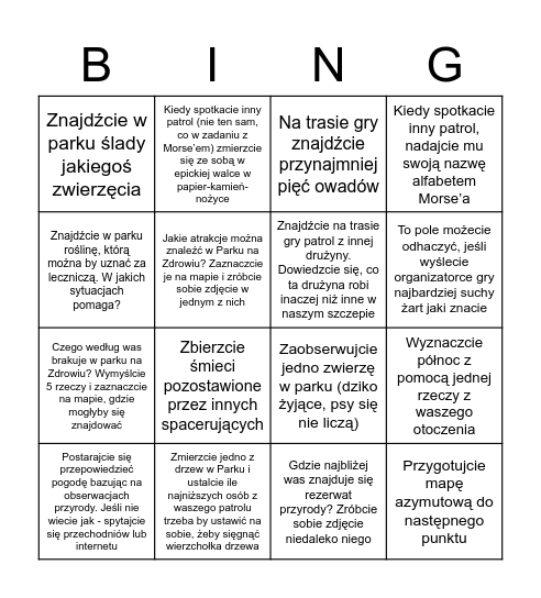 Bingo Kleksomajkowe Bingo Card