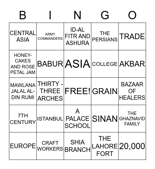 THE EMPIRES Bingo Card