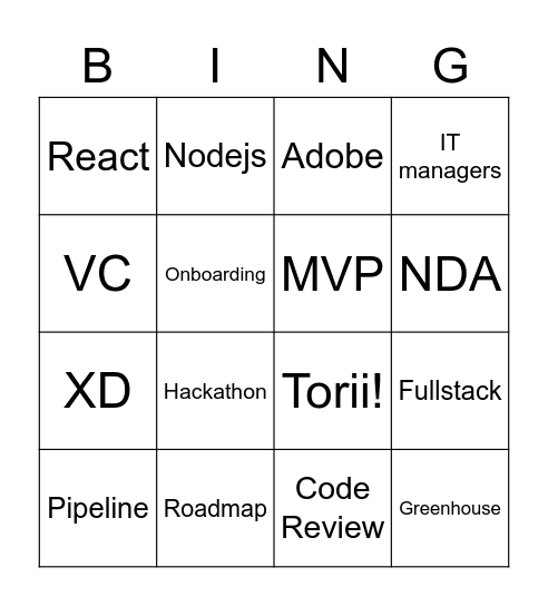 Torii's Bingo Card