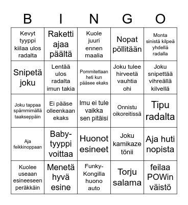 Mario kart wii Bingo Card
