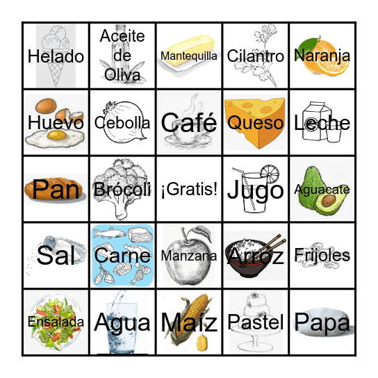 Comida Bingo Card