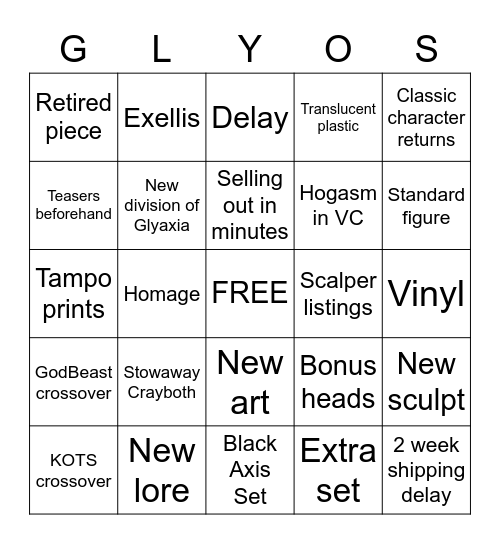 Drop Night Bingo Card