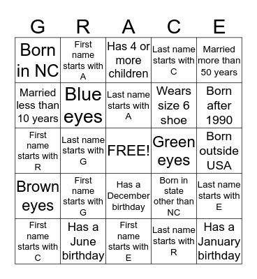 Your Grace Finds Me Bingo Card