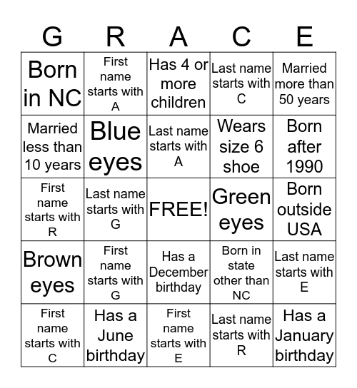 Your Grace Finds Me Bingo Card