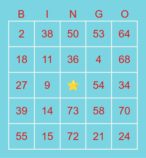 BINGO CARD Bingo Card