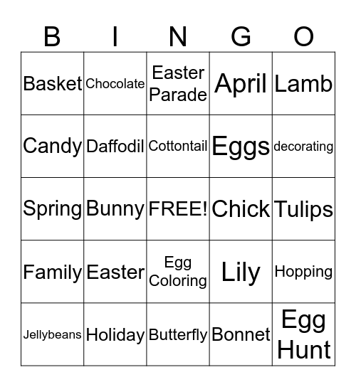 Easter Bingo Card