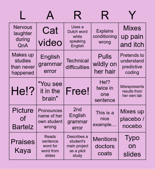 Larry Bingo Card