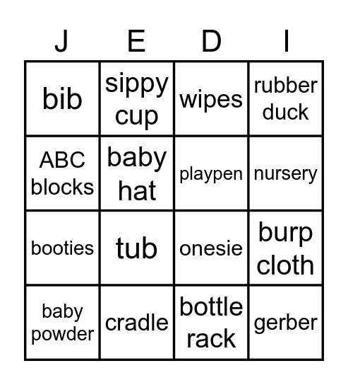 IT'S A BOY Bingo Card