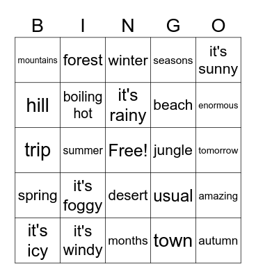 Eyes Open 1 unit 8 Bingo Card