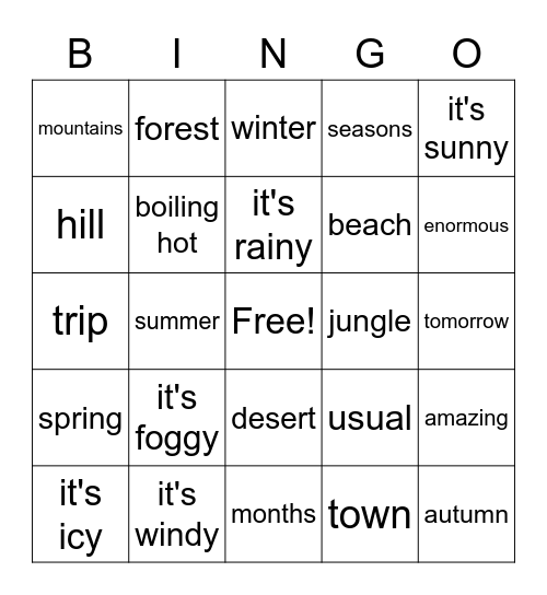 Eyes Open 1 unit 8 Bingo Card