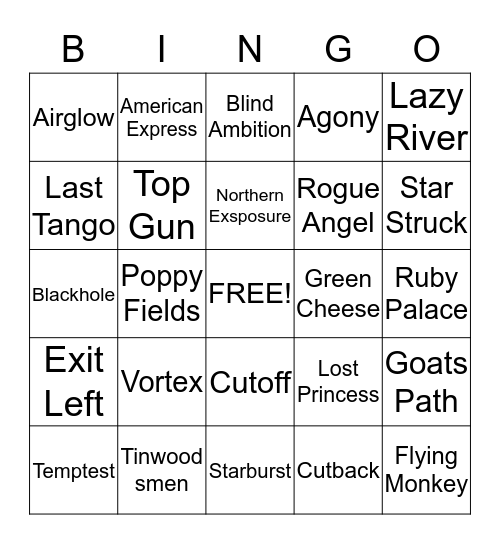 Sunday River Bingo Card