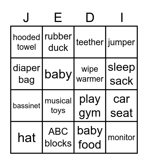 IT'S A BOY Bingo Card