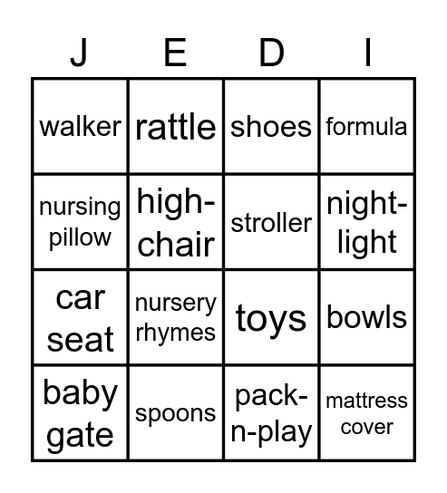 IT'S A BOY Bingo Card