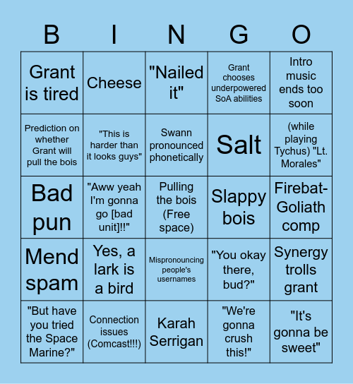 GGG Bingo Card