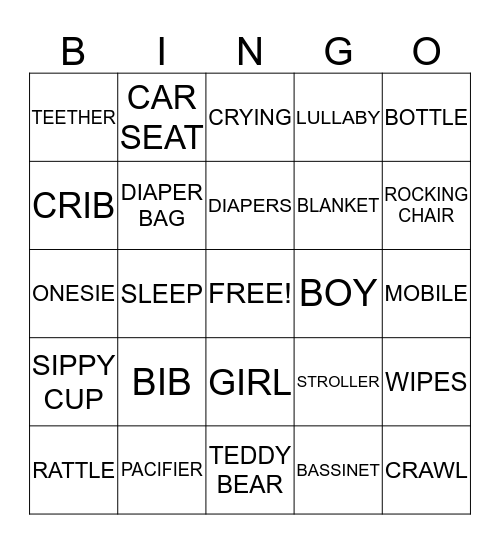 BABY WILLIAMS Bingo Card