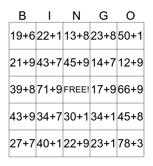 Math 1.NBTC.4 Bingo  Bingo Card