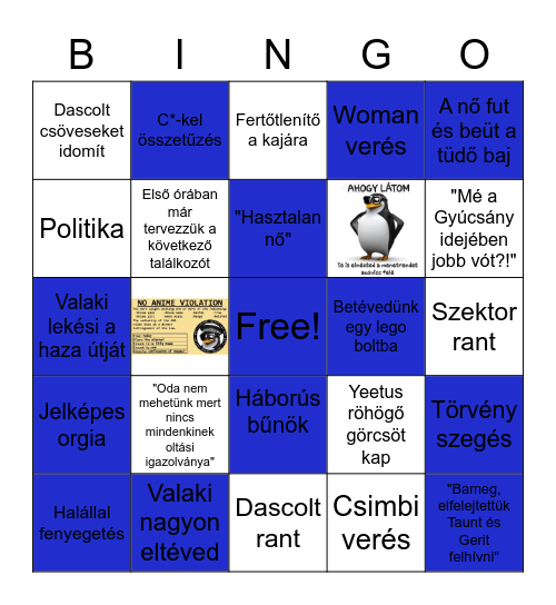 Szektor Találkozó Bingo Card