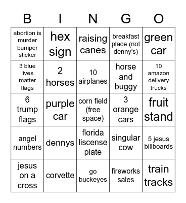 Ohio bingo Card