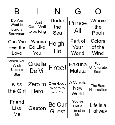 SES Music Bingo Card