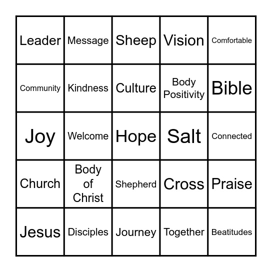 Sunday Sermon Bingo Card