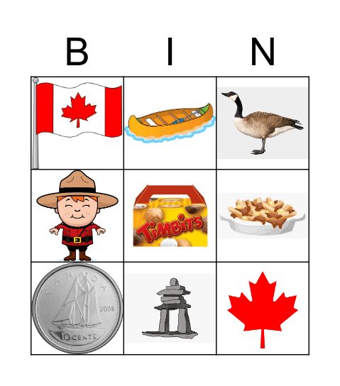 Canada Day BINGO Card