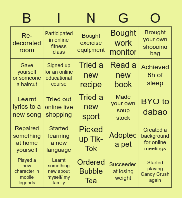 Learner's Mindset Bingo Card