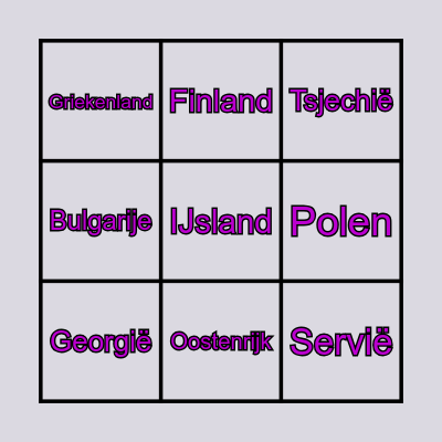 Eurovision | 2e halve finale Bingo Card