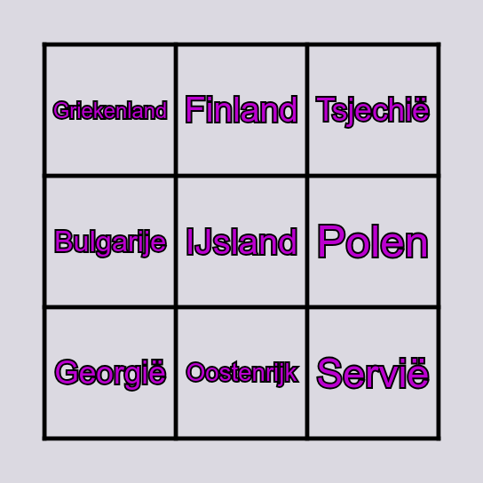 Eurovision | 2e halve finale Bingo Card