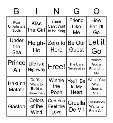 SES Music Bingo Card