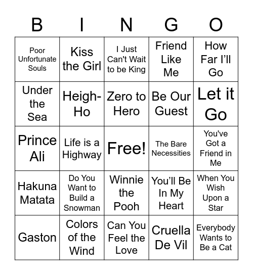 SES Music Bingo Card