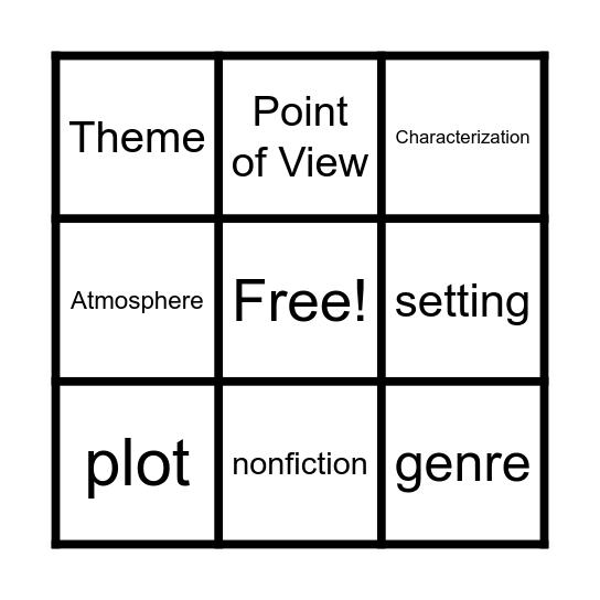 Narrative Elements Bingo Card