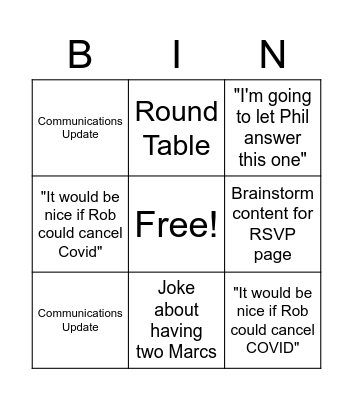 Grad Celebration Committee Bingo Card