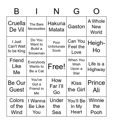 SES Music Bingo Card