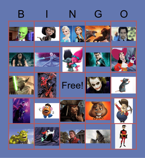 Movie Characters Bingo Card