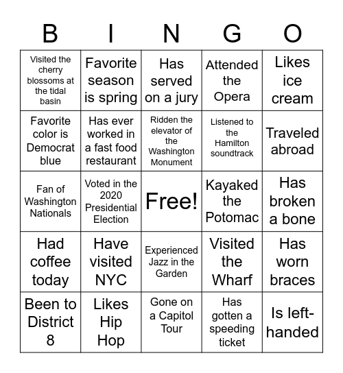 Staff Retreat Bingo Card