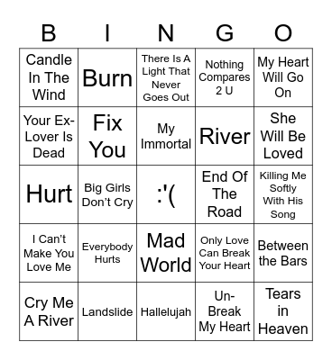 Sad Girl Bingo - Vintage Sad Tracks Bingo Card