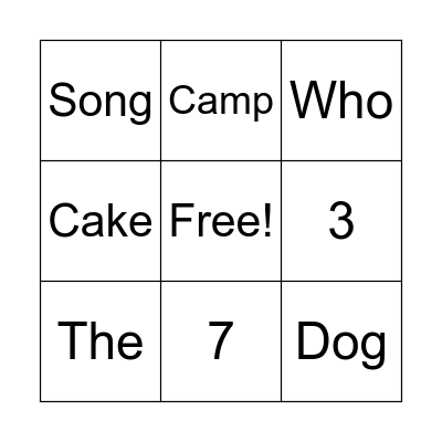Zingo! Bingo Card
