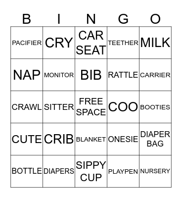 ALL ABOUT BABY Bingo Card