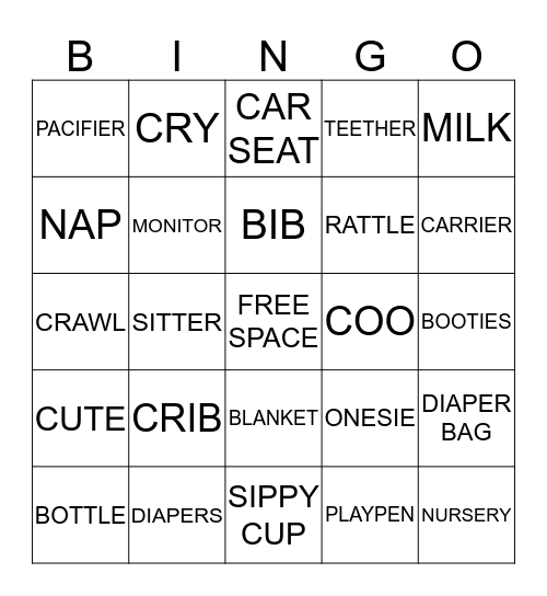 ALL ABOUT BABY Bingo Card