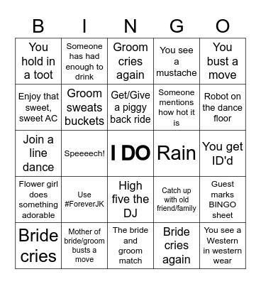 ForeverJK Bingo Card