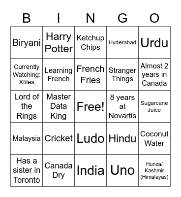 Umer Bingo Card