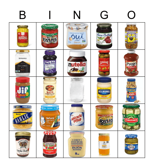 jars! Bingo Card