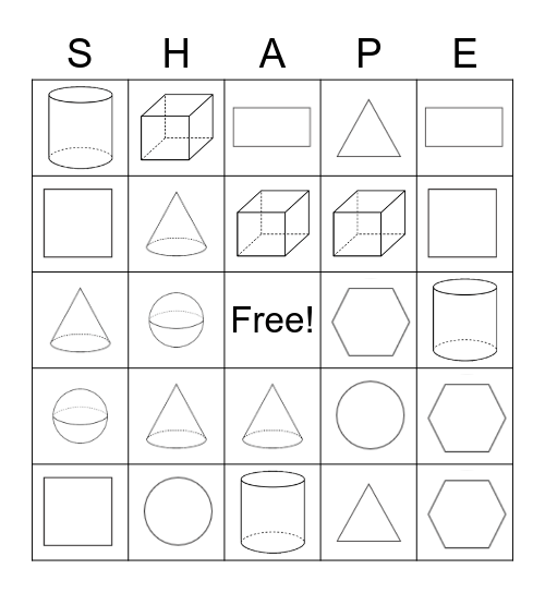 2D and 3D Shapes BINGO Card