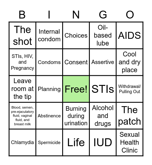 Sex Bingo Card