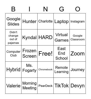 Computer Club 20-21 Bingo Card