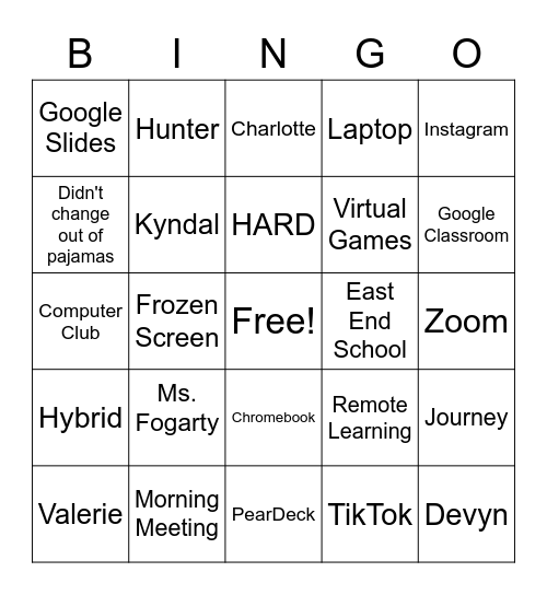 Computer Club 20-21 Bingo Card