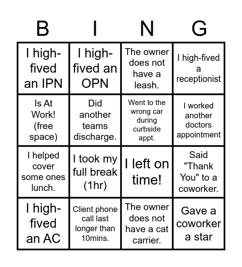 Hawthorne Animal Hospital BINGO! Bingo Card