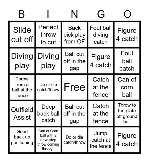 UCR Softball Outies Bingo! Bingo Card