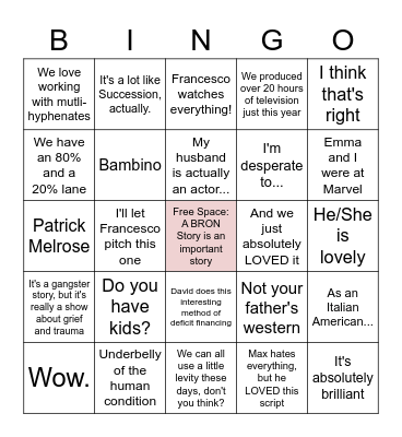 Bron Studios BINGO Card