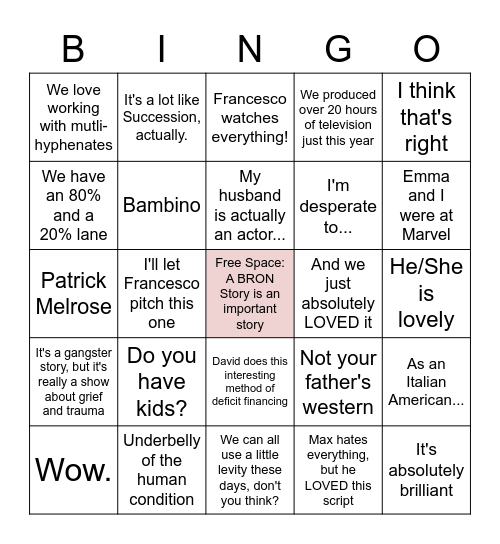 Bron Studios BINGO Card